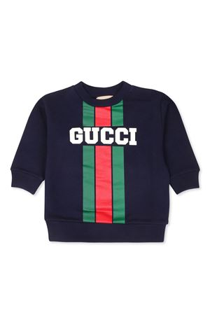 felpa in cotone blu GUCCI KIDS | 792071XJGOF4392